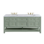  Breckenridge 72'' Double Vanity in Smokey Celadon with 3cm (1-3/8'') Thick Carrara Marble Countertop and Rectangle Sinks