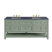  Breckenridge 72'' Double Vanity in Smokey Celadon with 3cm (1-3/8'') Thick Charcoal Soapstone Countertop and Rectangle Sinks