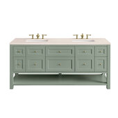  Breckenridge 72'' Double Vanity in Smokey Celadon with 3cm (1-3/8'') Thick Eternal Marfil Countertop and Rectangle Sinks