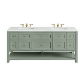  Breckenridge 72'' Double Vanity in Smokey Celadon with 3cm (1-3/8'') Thick Eternal Noctis Countertop and Rectangle Sinks