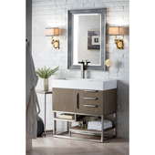  Columbia 36'' Single Bathroom Vanity in Ash Gray Finish with Glossy White Solid Surface Top and Sink