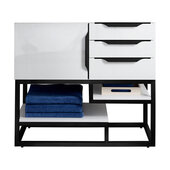  Columbia 36'' Single Vanity in Glossy White and Matte Black, Base Cabinet Only