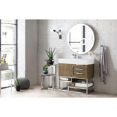  Columbia 36'' Single Bathroom Vanity in Latte Oak Finish with Glossy White Solid Surface Top and Sink