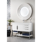  Columbia 48'' Single Bathroom Vanity in Glossy White Finish with Glossy White Solid Surface Top and Sink