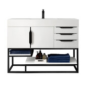  Columbia 48'' Single Vanity in Glossy White and Matte Black with Glossy White Composite Sink Top