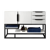  Columbia 48'' Single Vanity in Glossy White and Matte Black, Base Cabinet Only