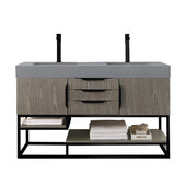  Columbia 59'' Double Vanity in Ash Gray and Matte Black with Dusk Grey Glossy Composite Sink Top