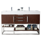  Columbia 59'' Double Bathroom Vanity Cabinet Only in Coffee Oak Finish