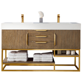  Columbia 59'' Double Bathroom Vanity Cabinet Only in Latte Oak and Radiant Gold Finishes