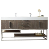  Columbia 72'' Double Bathroom Vanity Cabinet Only in Ash Gray Finish