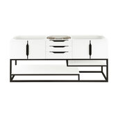  Columbia 72'' Double Vanity in Glossy White and Matte Black, Base Cabinet Only
