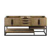  Columbia 72'' Double Vanity in Latte Oak and Matte Black, Base Cabinet Only
