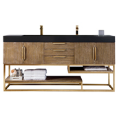  Columbia 72'' Double Bathroom Vanity Cabinet Only in Latte Oak and Radiant Gold Finishes