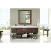  Columbia 72'' Single Bathroom Vanity in Coffee Oak Finish with Glossy White Solid Surface Top and Sink
