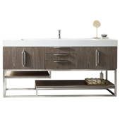  Columbia 72'' Single Bathroom Vanity in Ash Gray Finish with Glossy Dark Gray Solid Surface Top and Sink
