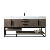  Columbia 72'' Single Vanity in Ash Gray and Matte Black with Glossy White Composite Sink Top