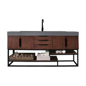  Columbia 72'' Single Vanity in Coffee Oak and Matte Black with Dusk Grey Glossy Composite Sink Top