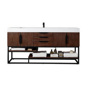  Columbia 72'' Single Vanity in Coffee Oak and Matte Black with Glossy White Composite Sink Top