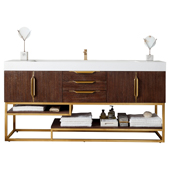  Columbia 72'' Single Bathroom Vanity Cabinet Only in Coffee Oak and Radiant Gold Finishes