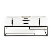  Columbia 72'' Single Vanity in Glossy White and Matte Black, Base Cabinet Only