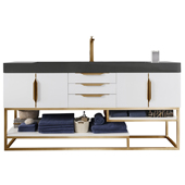  Columbia 72'' Single Bathroom Vanity in Glossy White and Radiant Gold Finishes with Glossy White Solid Surface Top and Sink