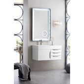  Mercer Island 36'' Single Bathroom Vanity in Glossy White Finish with Glossy White Solid Surface Top and Sink
