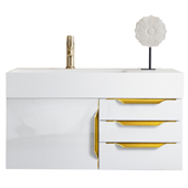  Mercer Island 36'' Single Wall Mounted Bathroom Vanity Cabinet Only in Glossy White and Radiant Gold Hardware