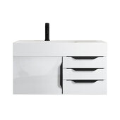  Mercer Island 36'' Single Vanity in Glossy White and Matte Black with Glossy White Composite Sink Top