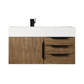  Mercer Island 36'' Single Vanity in Latte Oak and Matte Black with Glossy White Composite Sink Top
