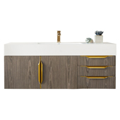  Mercer Island 48'' Single Wall Mounted Bathroom Vanity Cabinet Only in Ash Gray and Radiant Gold Hardware