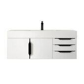  Mercer Island 48'' Single Vanity in Glossy White and Matte Black with Glossy White Composite Sink Top