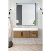  Mercer Island 48'' Single Wall Mounted Bathroom Vanity Cabinet Only in Latte Oak and Radiant Gold Hardware