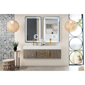  Mercer Island 59'' Double Wall Mounted Bathroom Vanity Cabinet Only in Ash Gray and Radiant Gold Finishes