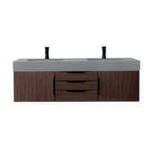  Mercer Island 59'' Double Vanity in Coffee Oak and Matte Black with Dusk Grey Glossy Composite Sink Top and (2) Sinks
