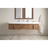  Mercer Island 72'' Double Wall Mounted Bathroom Vanity Cabinet Only in Latte Oak and Radiant Gold Finishes