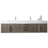  Mercer Island 72'' Double Wall Mounted Bathroom Vanity Cabinet Only in Ash Gray Finish