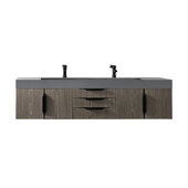  Mercer Island 72'' Double Vanity in Ash Gray and Matte Black, Base Cabinet Only