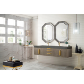  Mercer Island 72'' Double Wall Mounted Bathroom Vanity Cabinet Only in Ash Gray and Radiant Gold Finishes