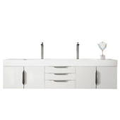  Mercer Island 72'' Double Wall Mounted Bathroom Vanity Cabinet Only in Glossy White Finish