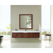  Mercer Island 72'' Single Bathroom Vanity in Coffee Oak Finish with Glossy White Solid Surface Top and Sink