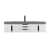  Mercer Island 72'' Single Vanity in Glossy White and Matte Black with Dusk Grey Glossy Composite Sink Top