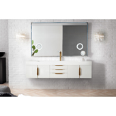  Mercer Island 72'' Single Wall Mounted Bathroom Vanity Cabinet Only in Glossy White and Radiant Gold Hardware