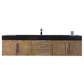  Mercer Island 72'' Single Bathroom Vanity in Latte Oak Finish with Glossy Dark Gray Solid Surface Top and Sink