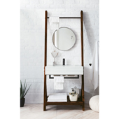  Lakeside 30'' Single Bathroom Vanity in Mid Century Walnut Finish with Arctic Fall Solid Surface Top