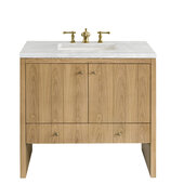  Hudson 36'' Single Vanity in Light Natural Oak with 3cm (1-3/8'') Thick Arctic Fall Top and Rectangle Undermount Sink