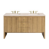  Hudson 60'' Double Vanity in Light Natural Oak with 3cm (1-3/8'') Thick Eternal Marfil Top and Rectangle Undermount Sinks