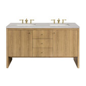  Hudson 60'' Double Vanity in Light Natural Oak with 3cm (1-3/8'') Thick Eternal Serena Top and Rectangle Undermount Sinks