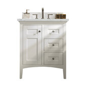 Palisades 30'' Single Vanity in Bright White with 3cm (1-3/8'') Thick Ethereal Noctis Quartz Top and Rectangle Undermount Sink