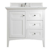  Palisades 36'' Single Vanity in Bright White with 3cm (1-3/8'') Thick Ethereal Noctis Quartz Top and Rectangle Undermount Sink