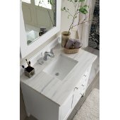  Palisades 36'' Single Bathroom Vanity, Bright White with 3 cm Arctic Fall Solid Surface Top and Satin Nickel Hardware - 36'' W x 23-1/2'' D x 35-1/4'' H